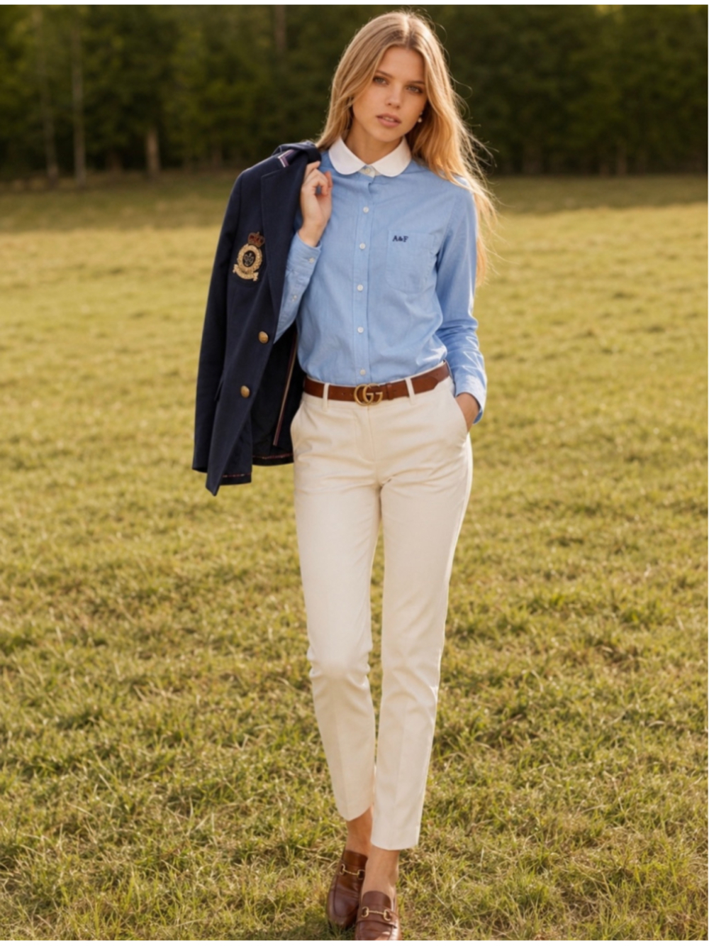 Vintage Y2K Abercrombie & Fitch Womenโs Blue Contrast Collar Button Down Shirt M